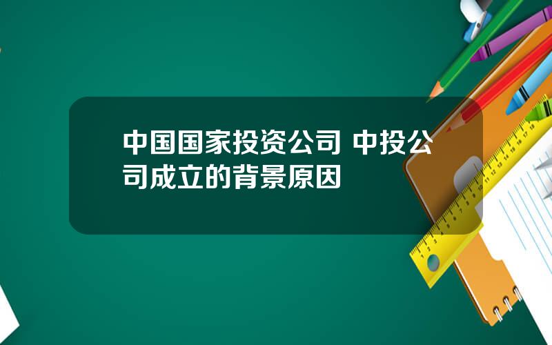 中国国家投资公司 中投公司成立的背景原因